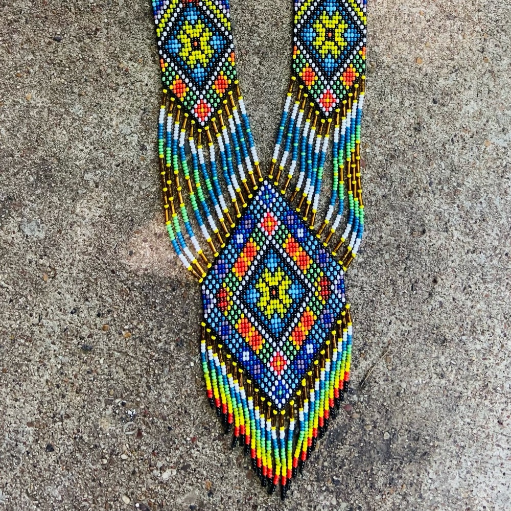 Long Handmade Beaded Mexican Necklace